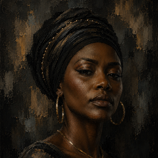 Monochrome portrait artwork from the Presence series