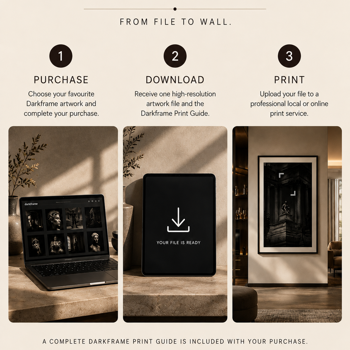 How to purchase, download and print Darkframe digital wall art