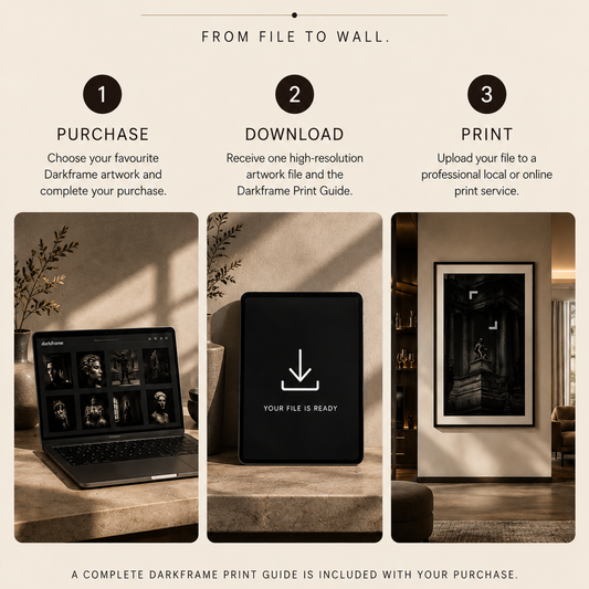 How to purchase, download and print Darkframe digital wall art