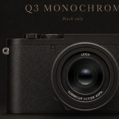 Close-up detail of Leica Q3 Monochrom camera wall artwork