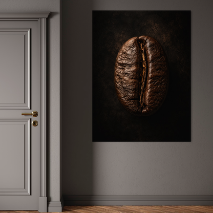 Close-up detail of large coffee bean wall artwork