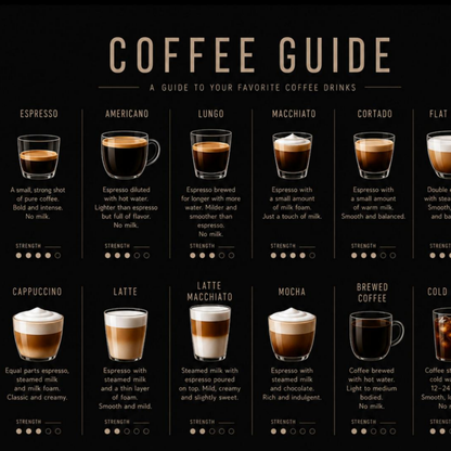 Close-up detail of Coffee Guide wall art with coffee reference information