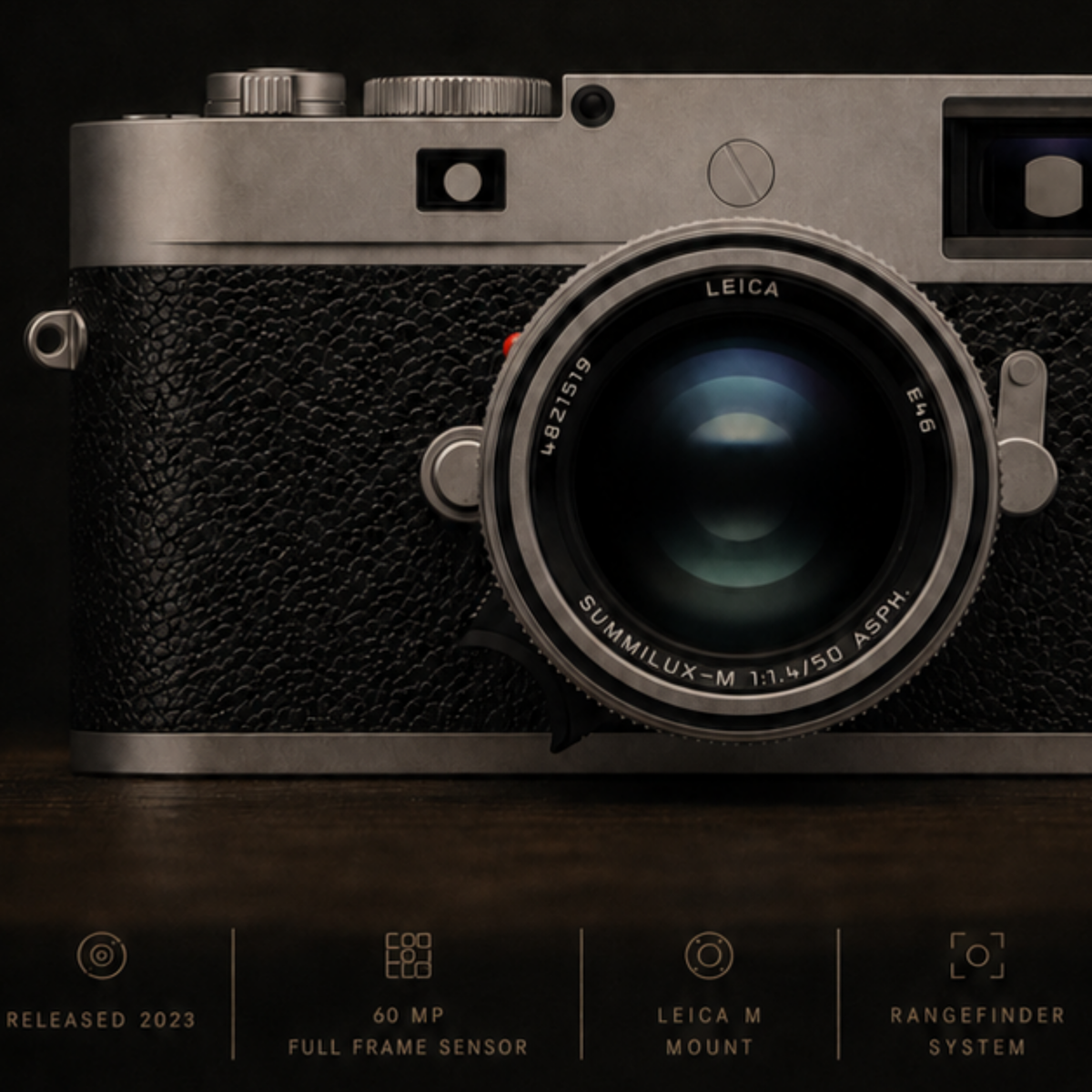 Close-up detail of Leica M11-P camera wall artwork