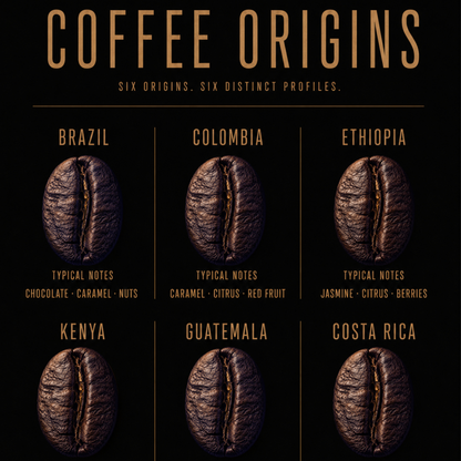 Coffee Origins wall art featuring coffee origins and flavour notes