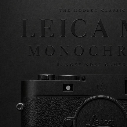 Close-up detail of Leica M11 Monochrom camera wall artwork