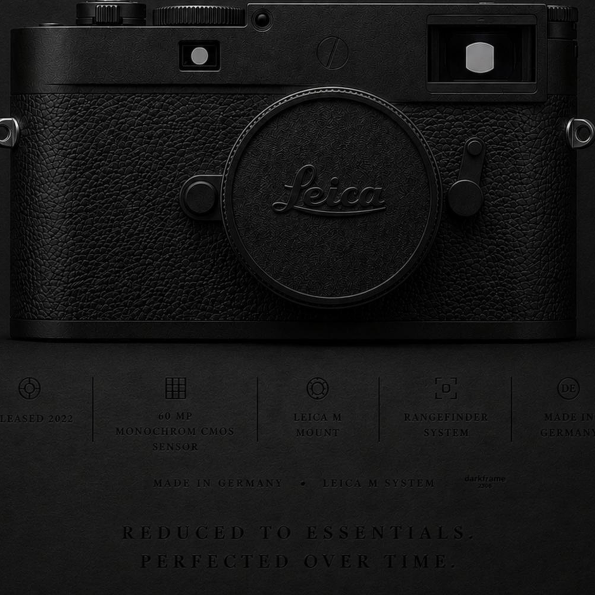 Close-up detail of Leica M11 Monochrom camera wall artwork
