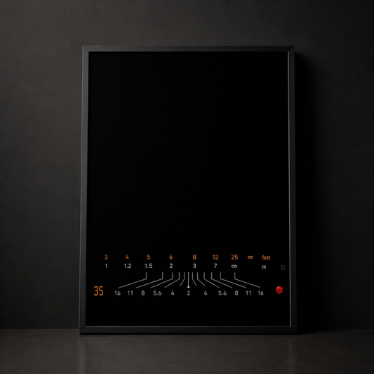 Framed The Scale monochrome wall artwork displayed in a contemporary interior